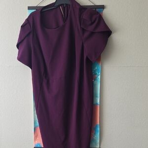 Calvin Klein Deep Purple Short Sleeve Puff Shoulder Top